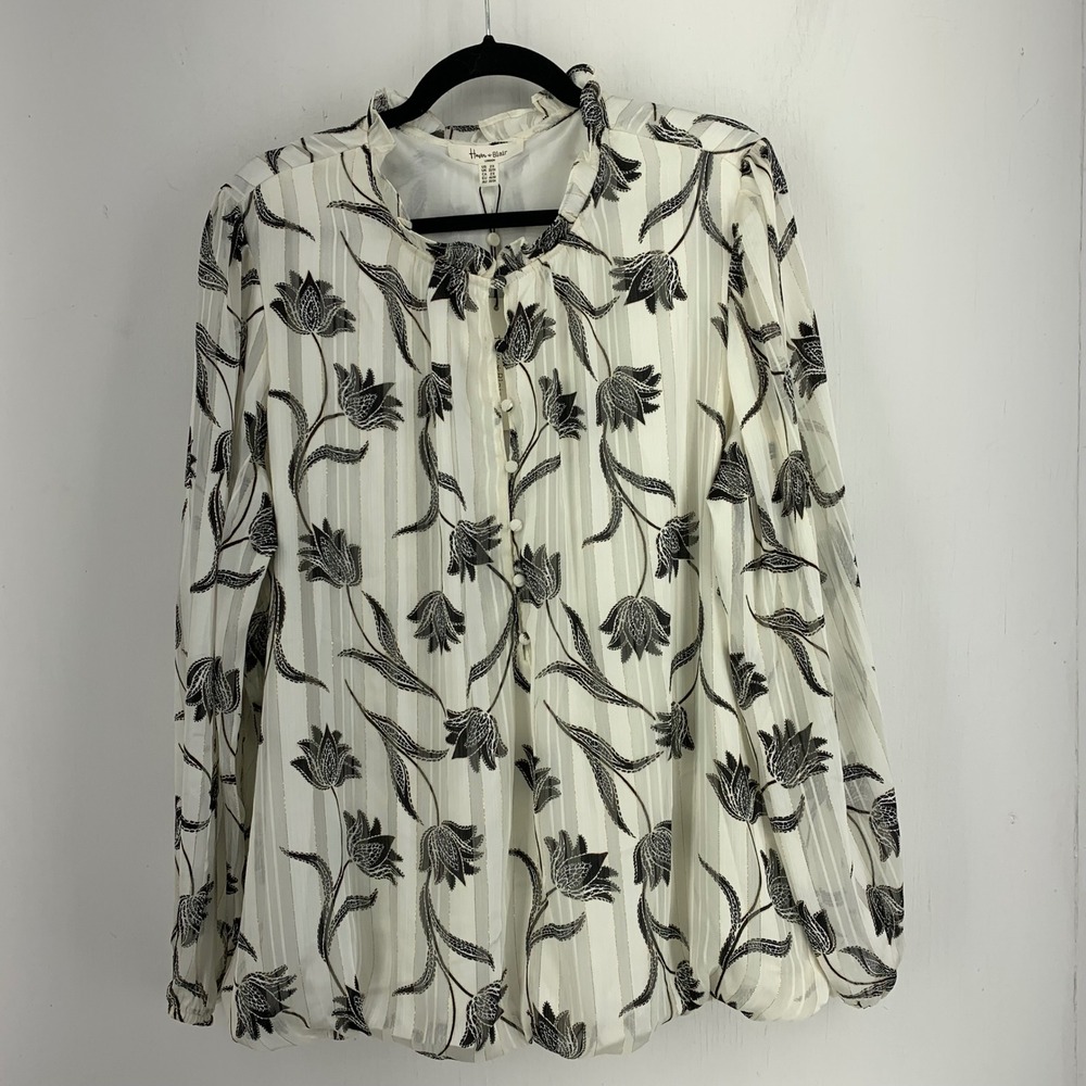 Haven Blair 2X Victorian Blouse Floral Ruffle Neck Dark Romantic Whimsigoth NWT